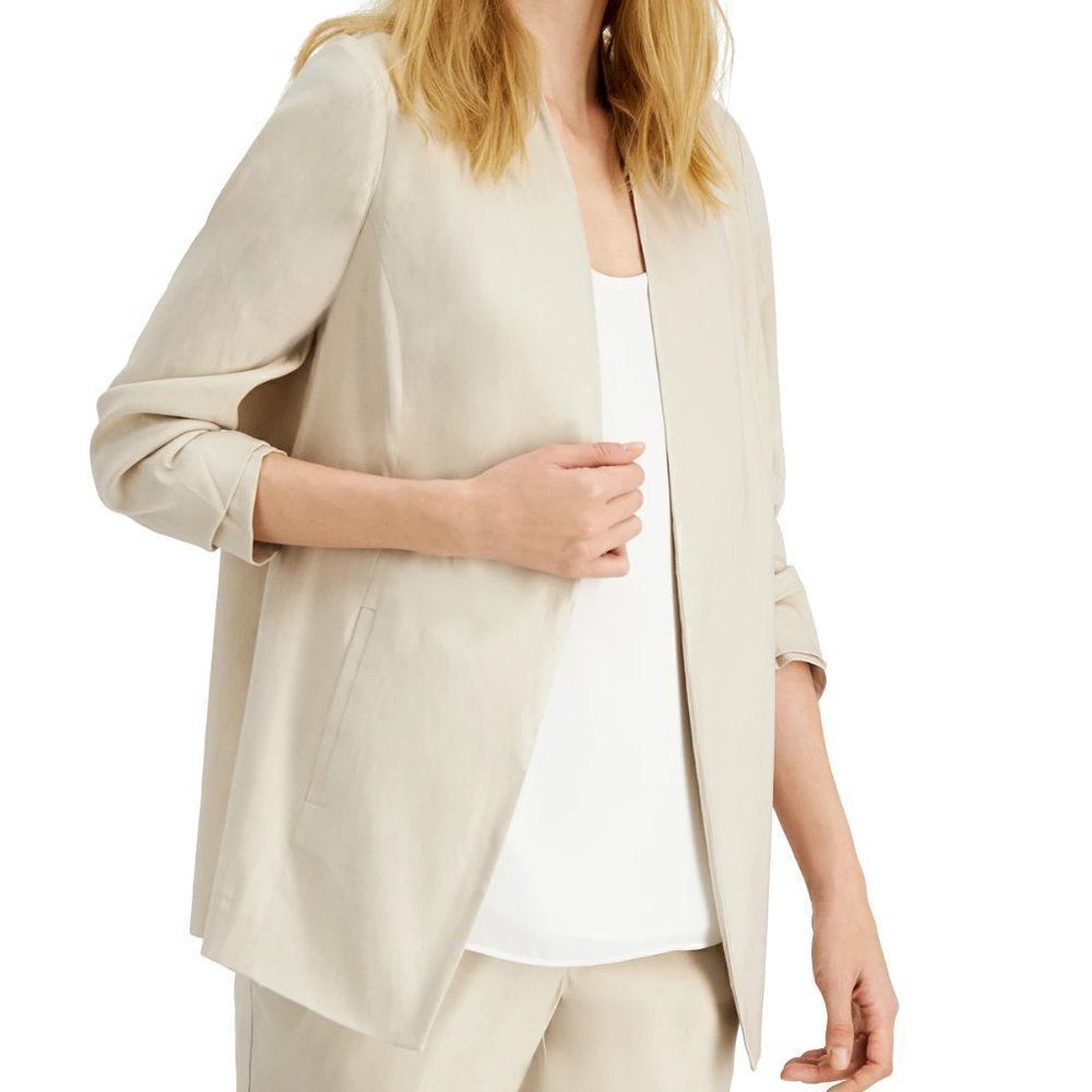 Alfani Ruched-Sleeve Open-Front Blazer size Large